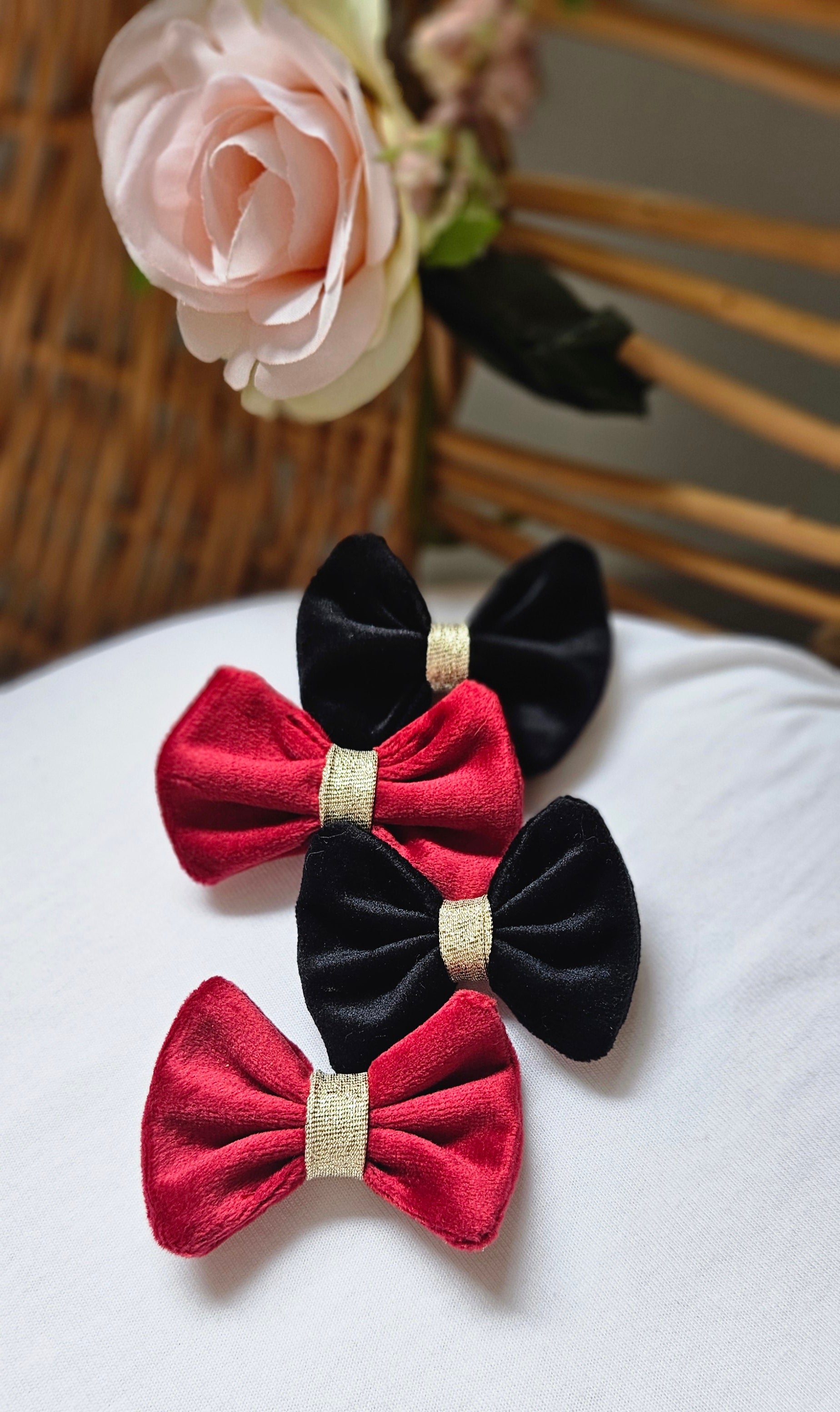 Barette velours rouge