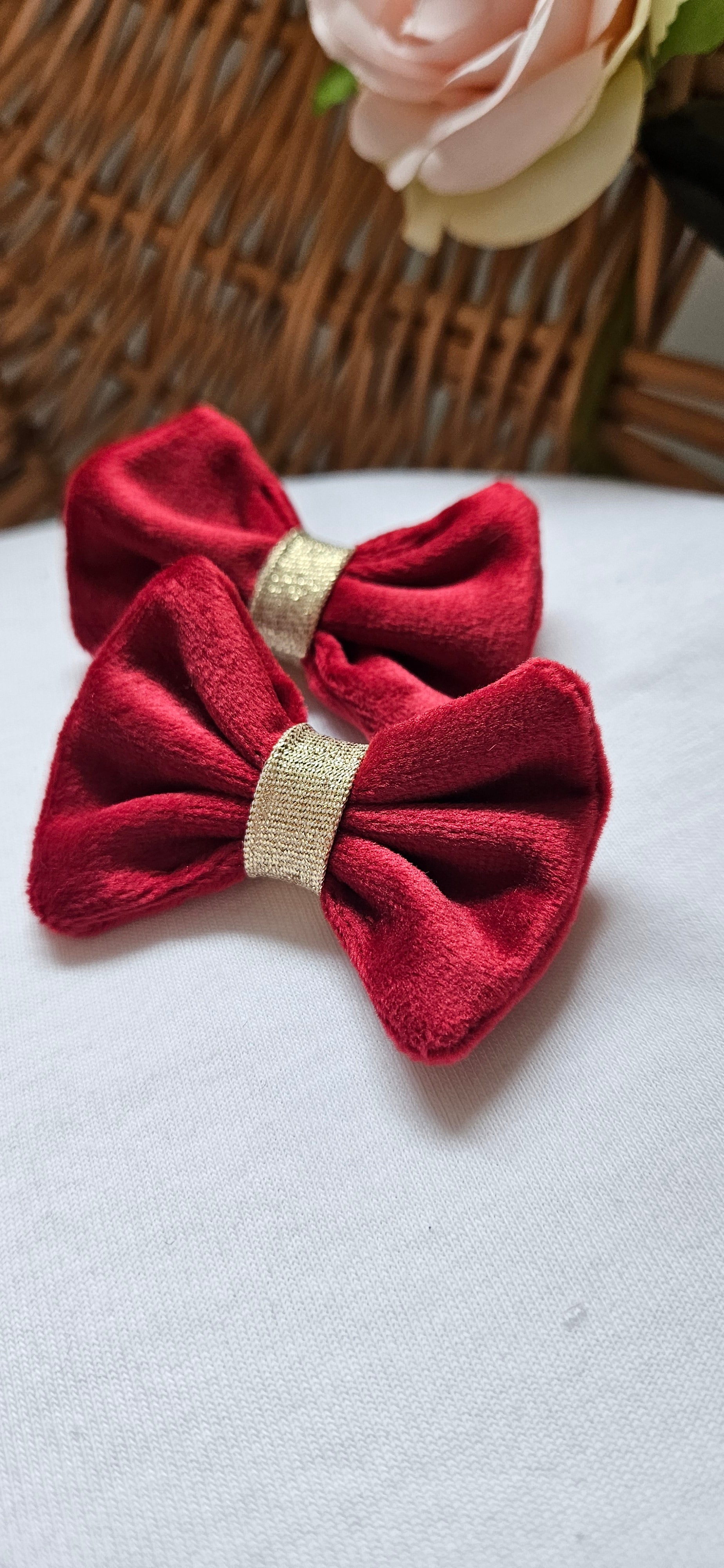 Barette velours rouge