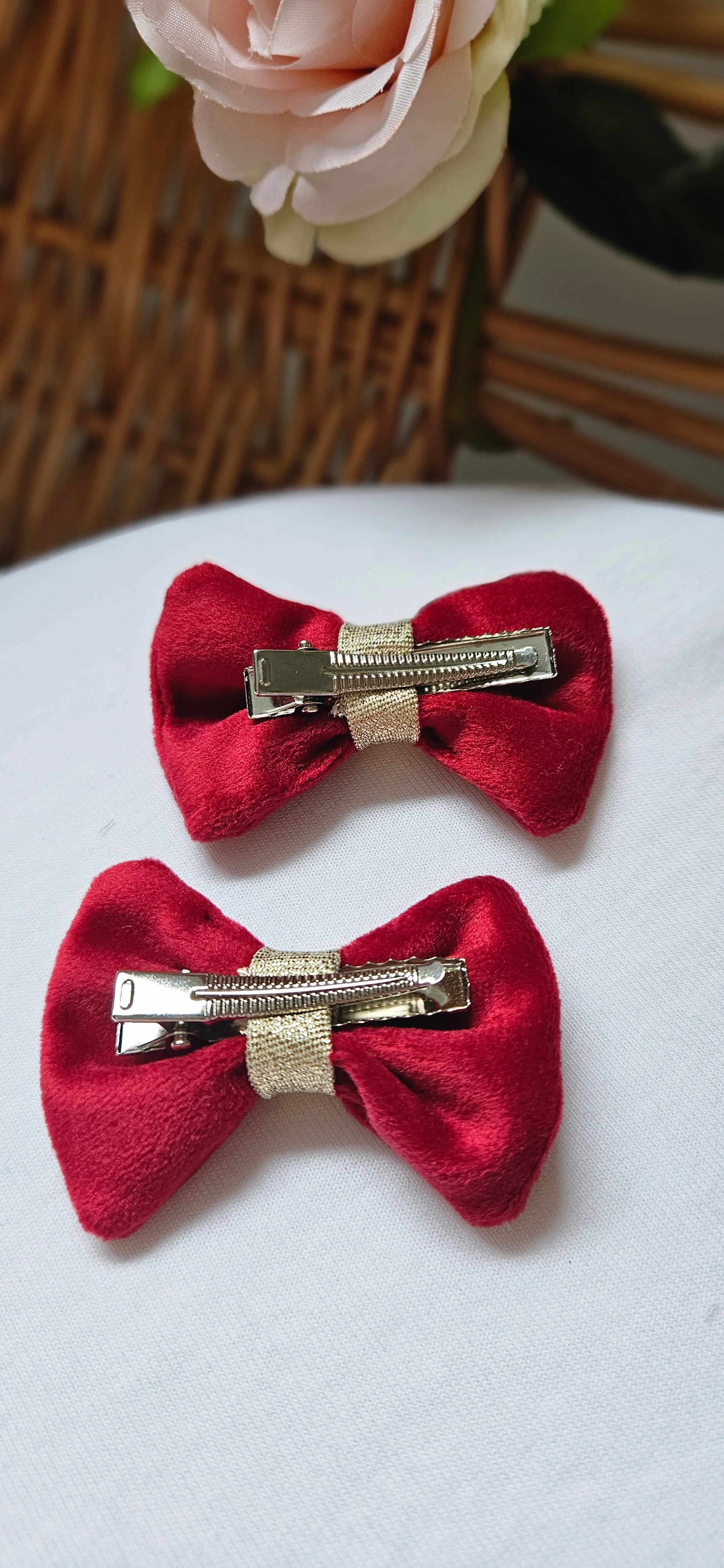 Barette velours rouge