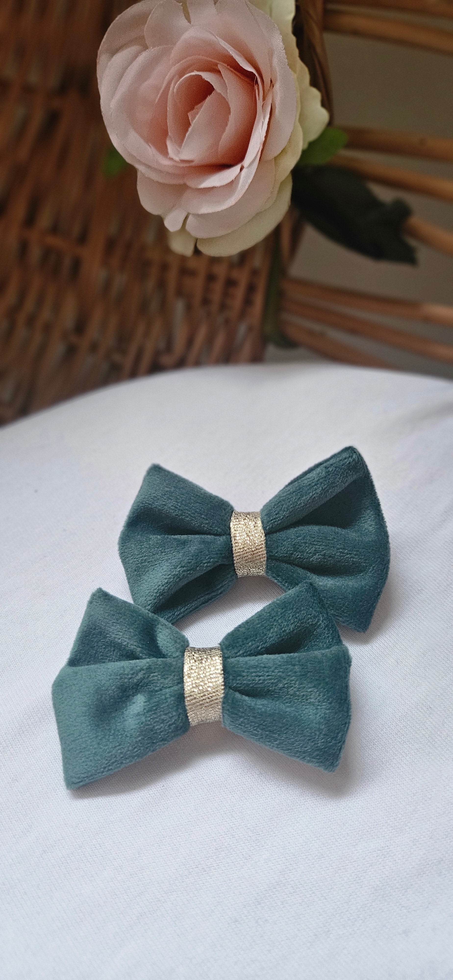 Barette velours vert