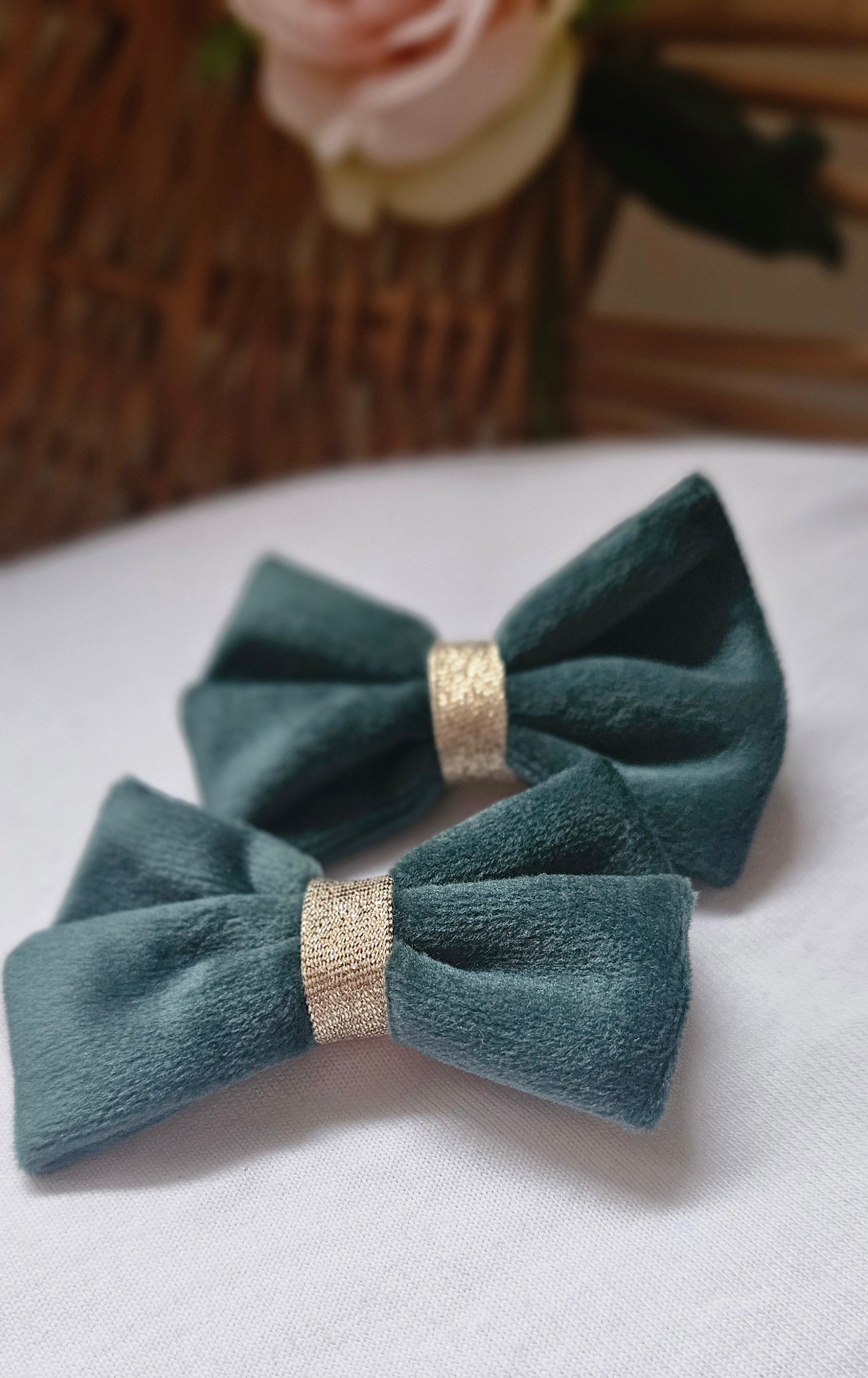 Barette velours vert