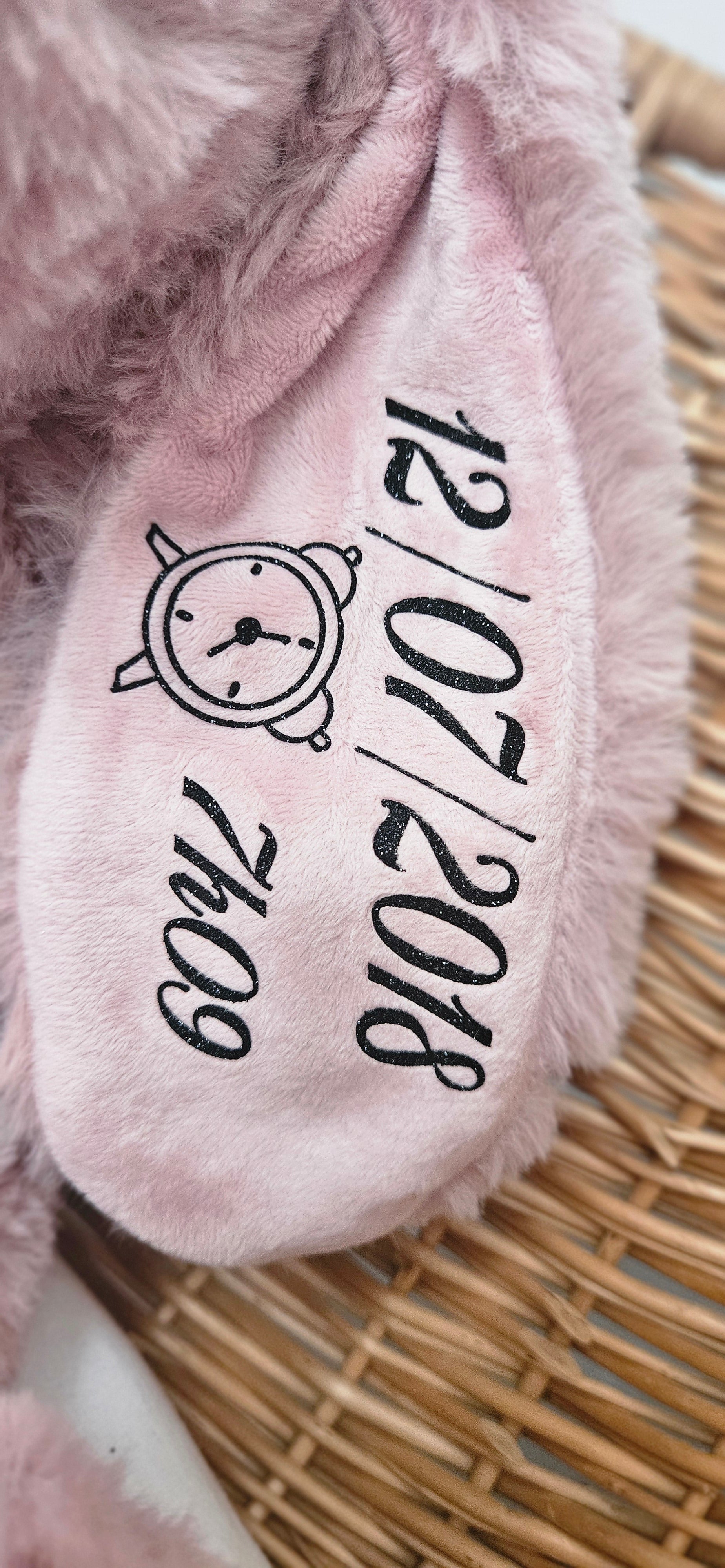 Doudou lapin rose personnalisé