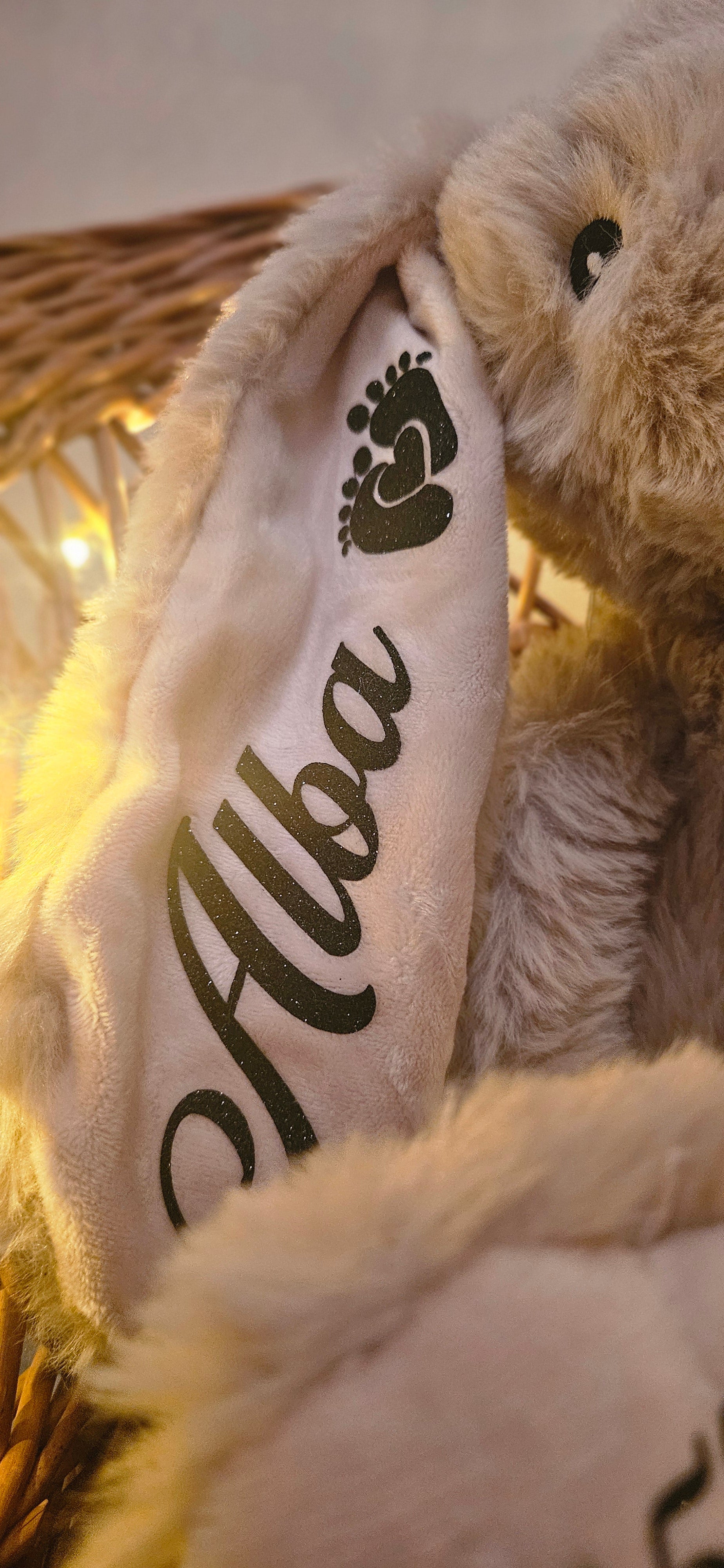 Doudou lapin beige personnalisé