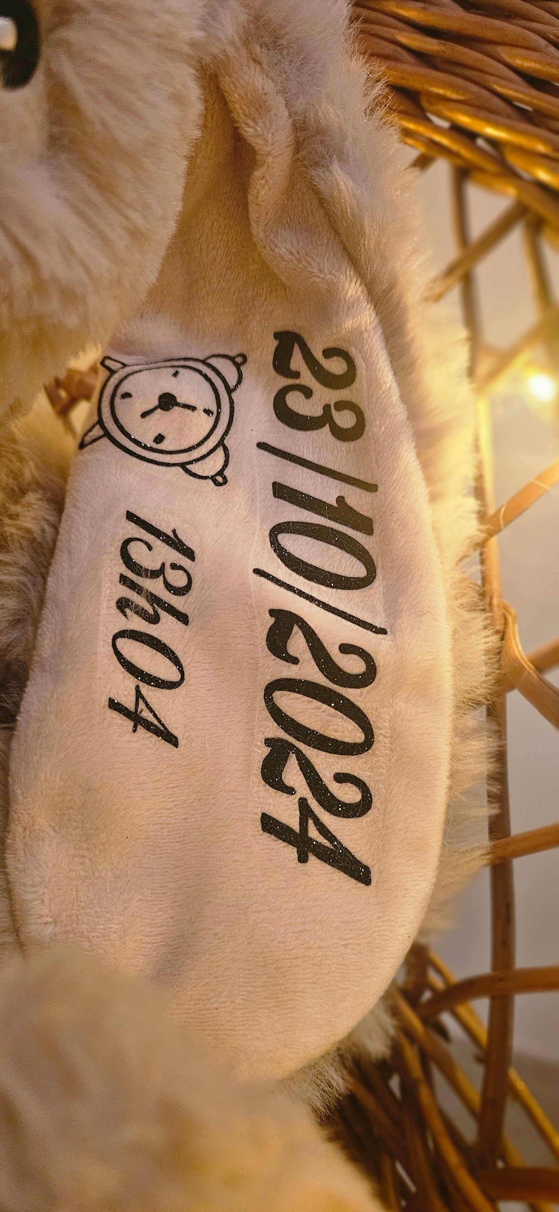 Doudou lapin beige personnalisé