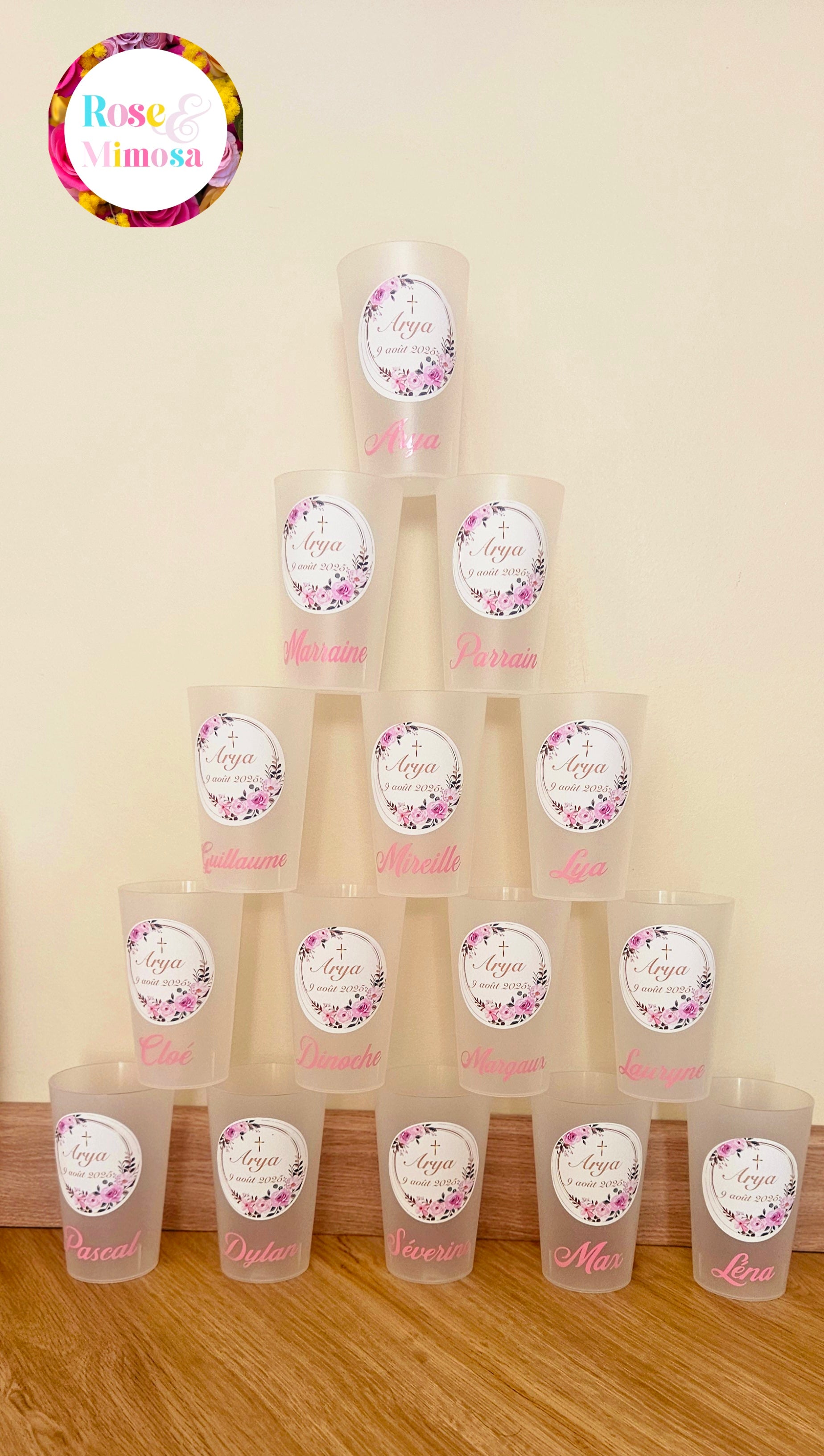 Gobelet personnalisé – Baptême🌸✨ – Sticker Waterproof 💧