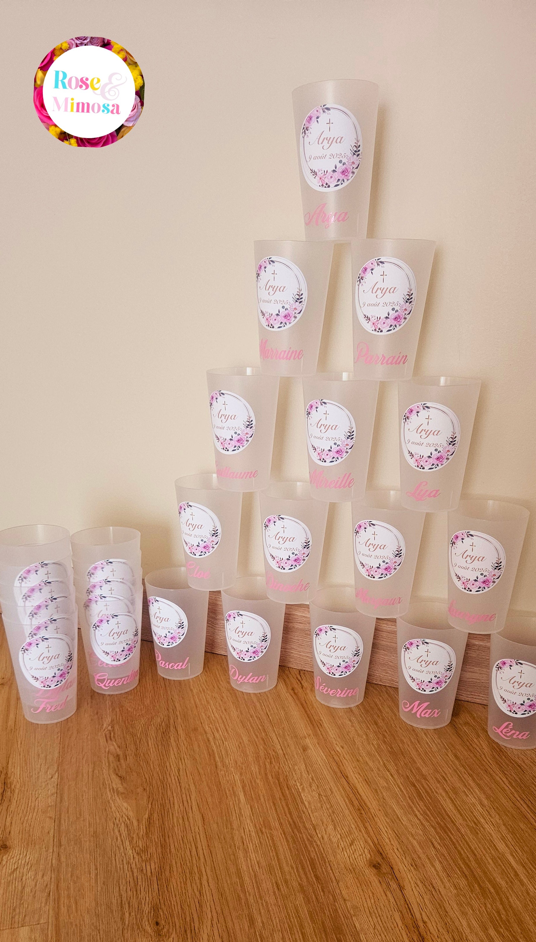 Gobelet personnalisé – Baptême🌸✨ – Sticker Waterproof 💧