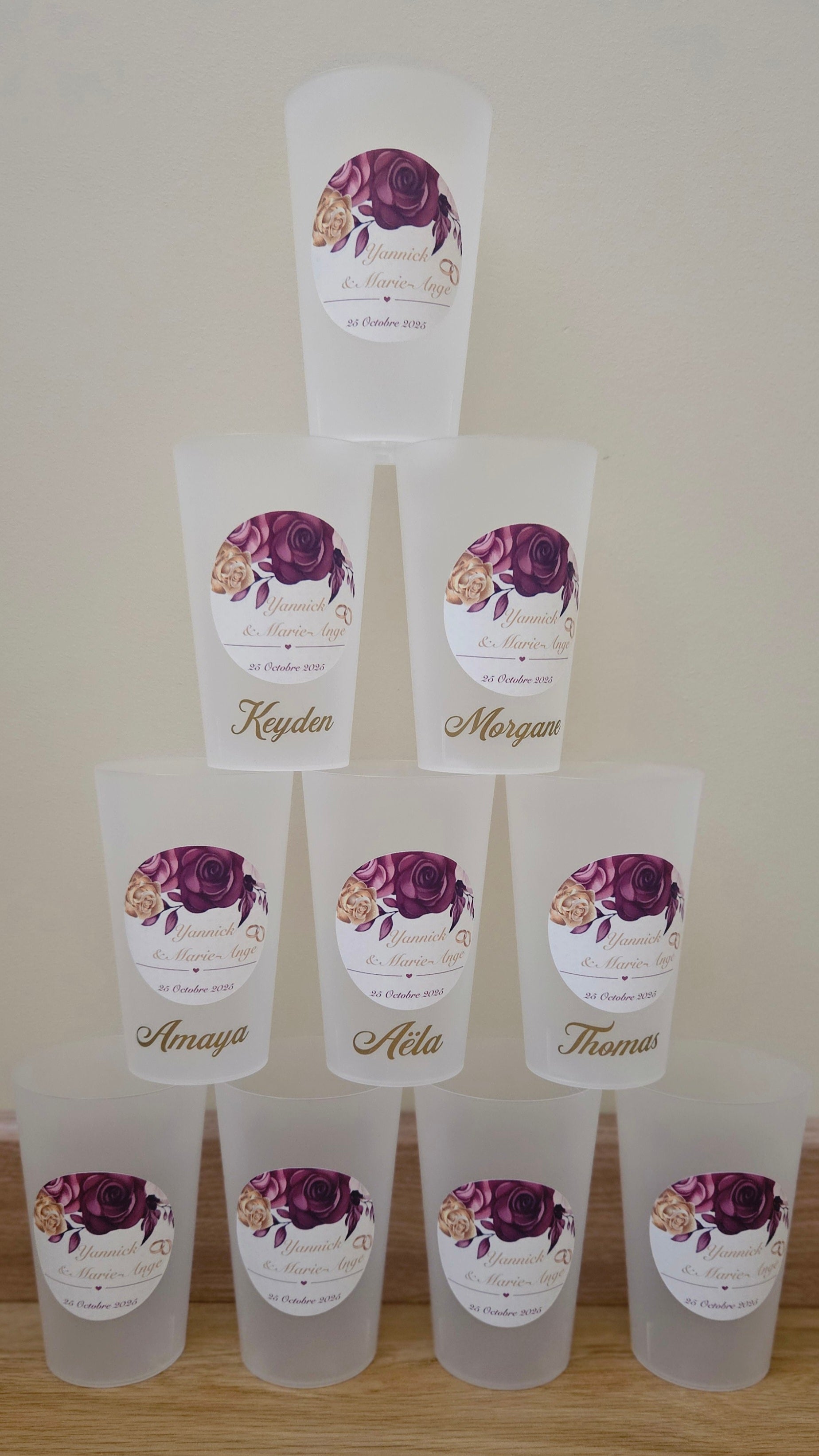 Gobelet mariage â Motif fleuri & romantique đčâš