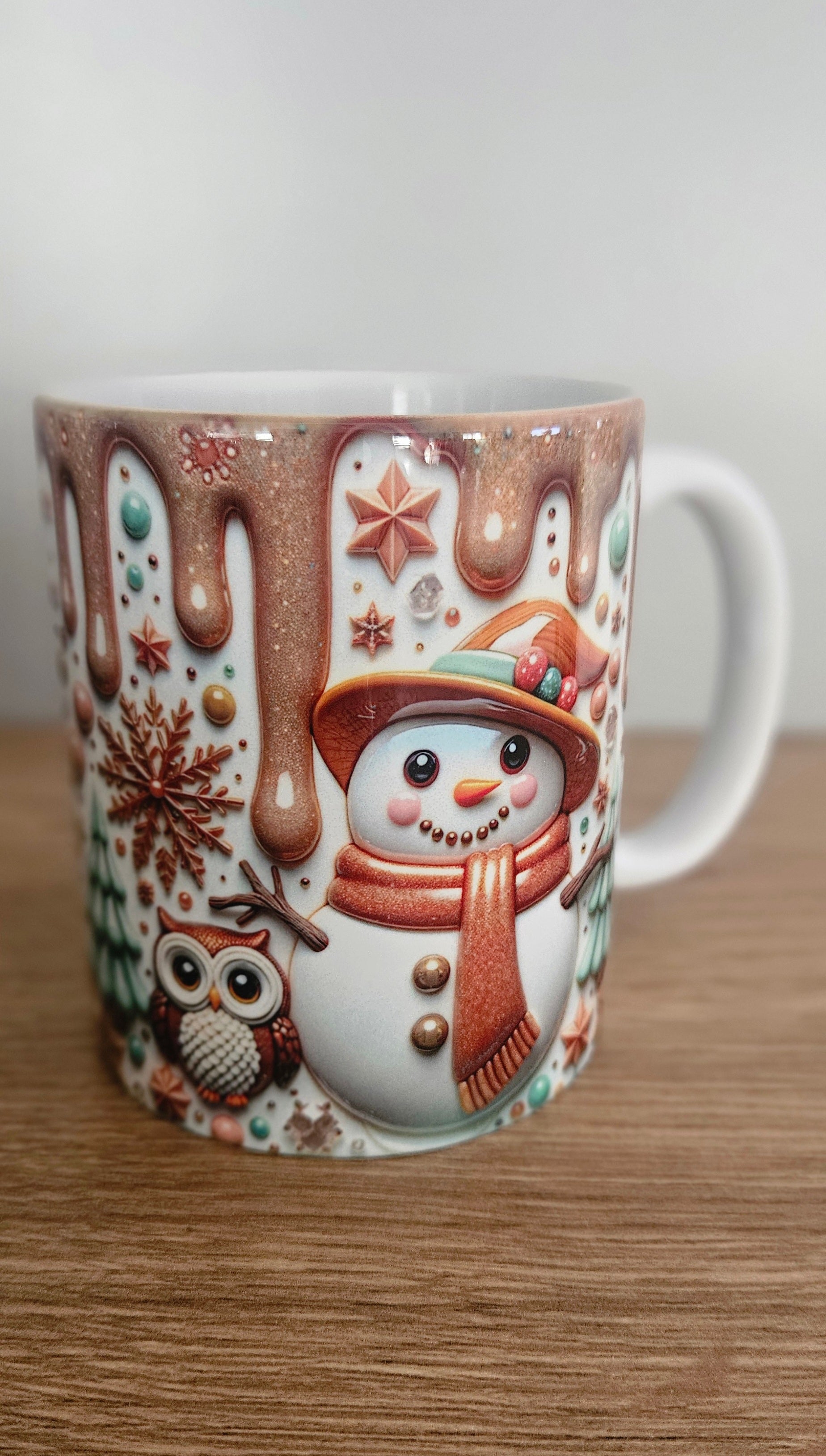 ☃️ Mug “Bonhomme de Neige & Chouette” (Effet 3D) ❄️