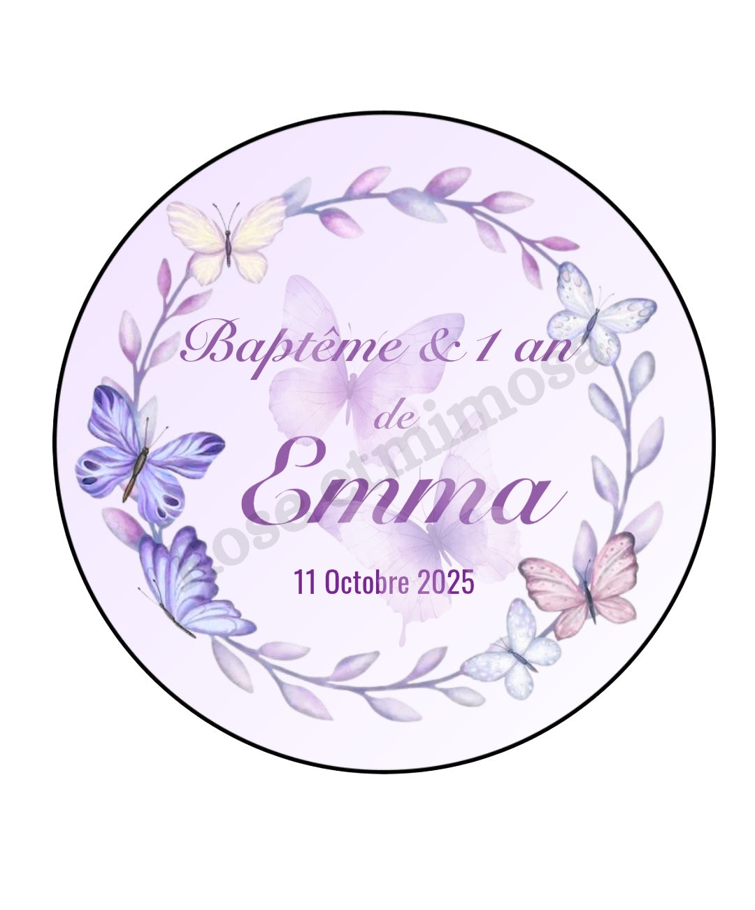 Gobelet Baptême & 1 An Personnalisé – Papillons Violets & Lavande (25 cl)