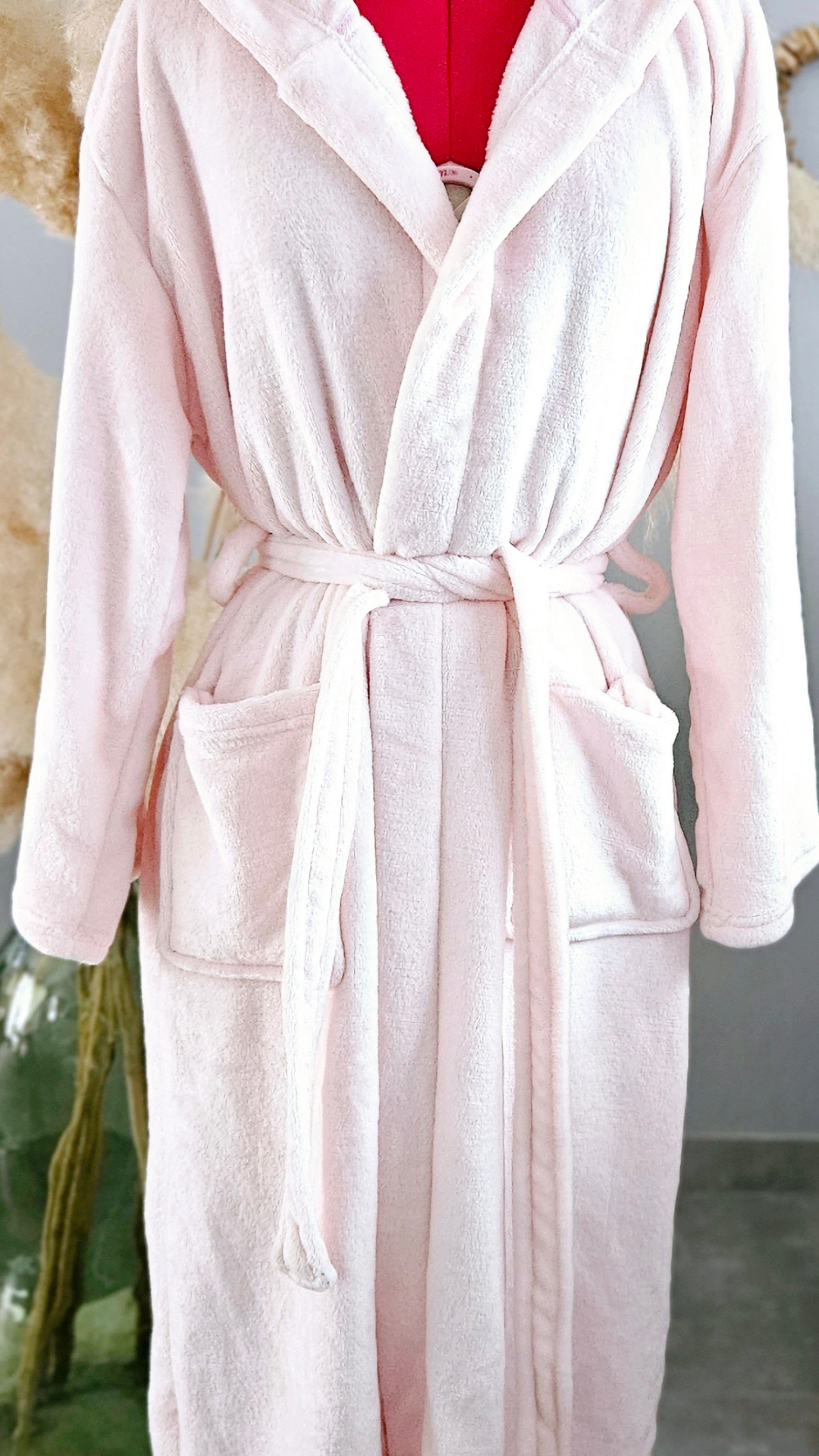 Peignoir polaire rose femme
