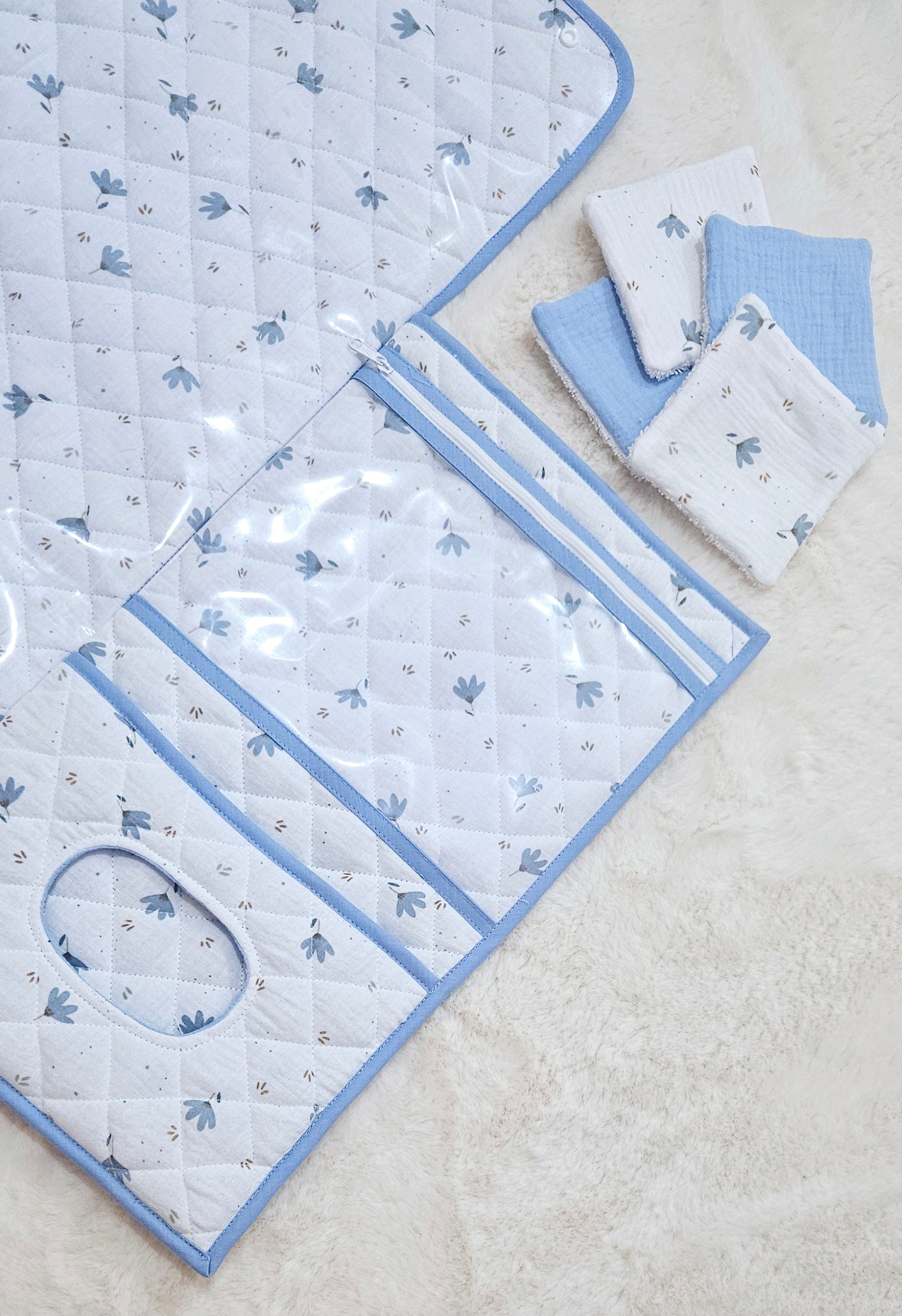Tapis à langer nomade bleu ciel