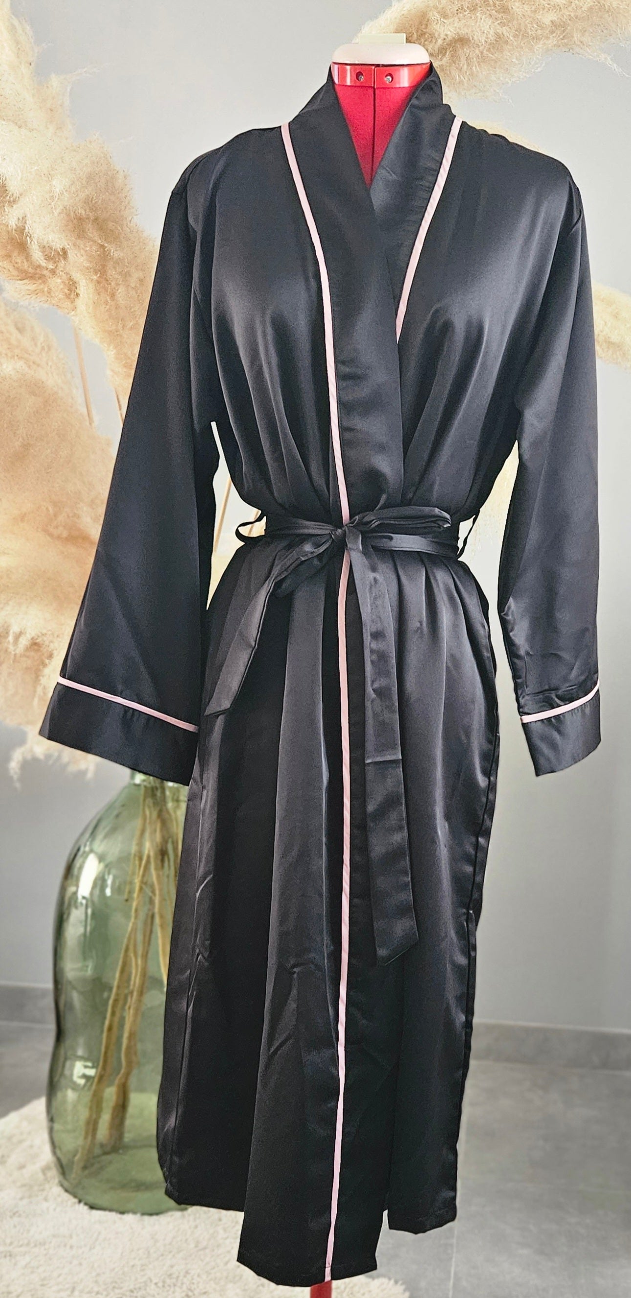Peignoir satiné Noir