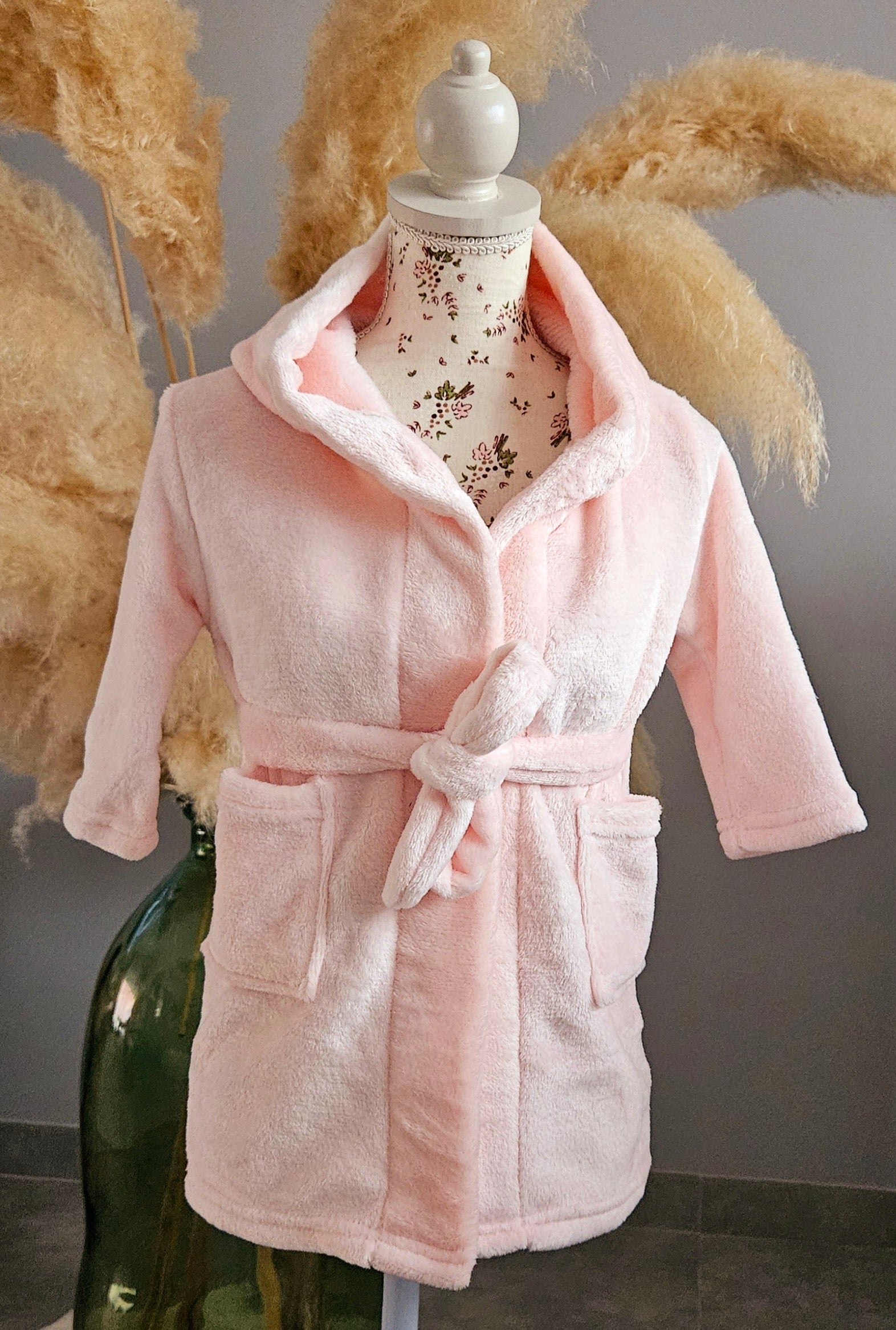 Peignoir polaire rose enfant