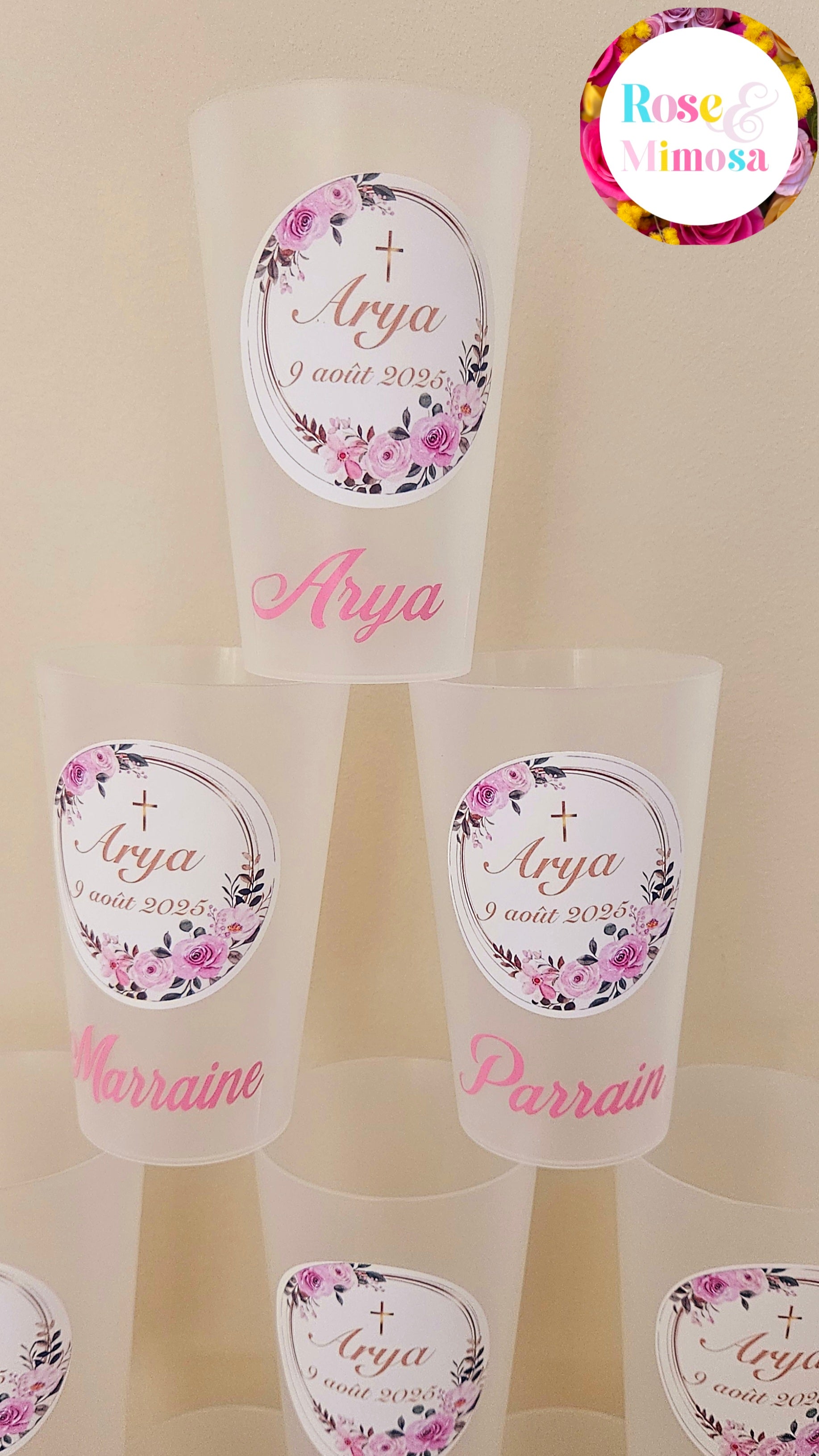 Gobelet personnalisé – Baptême🌸✨ – Sticker Waterproof 💧