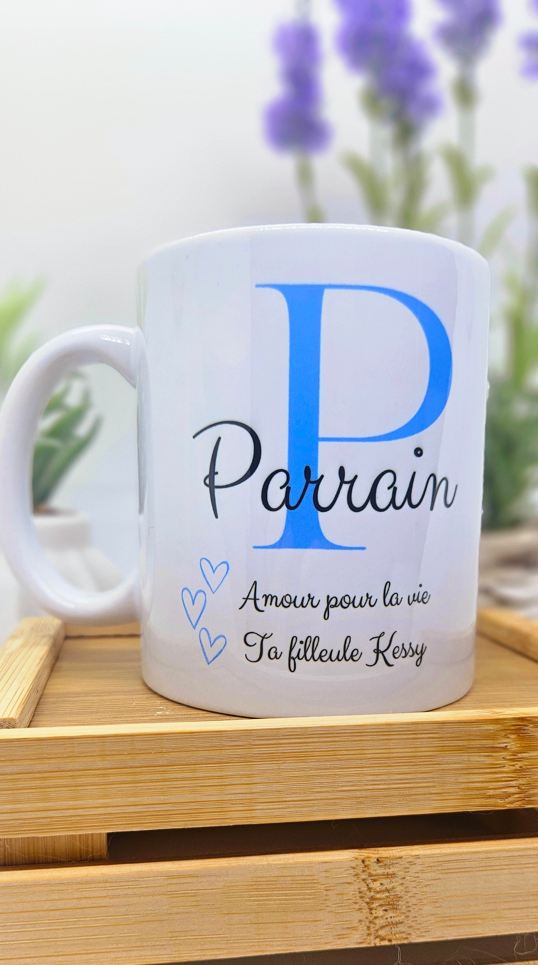 Mug “parrain – Amour pour la vie” personnalisé