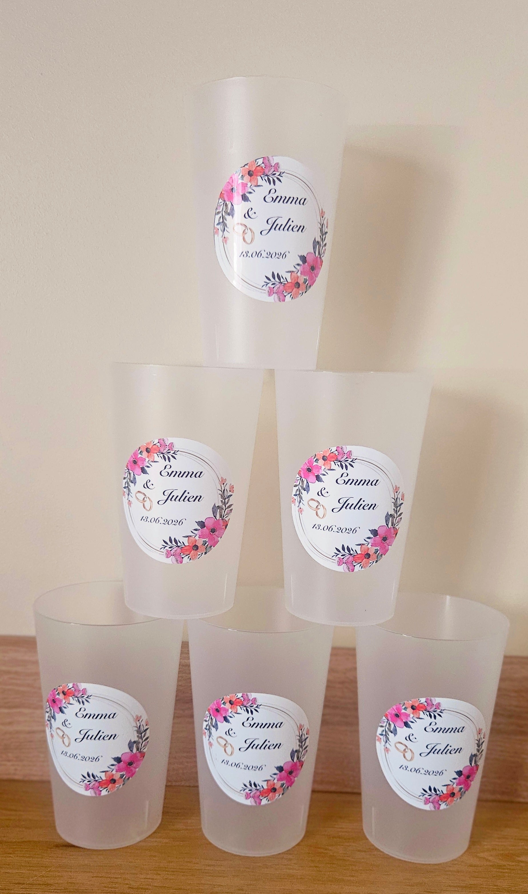 Gobelet mariage – Thème floral coloré & romantique 🌺💞