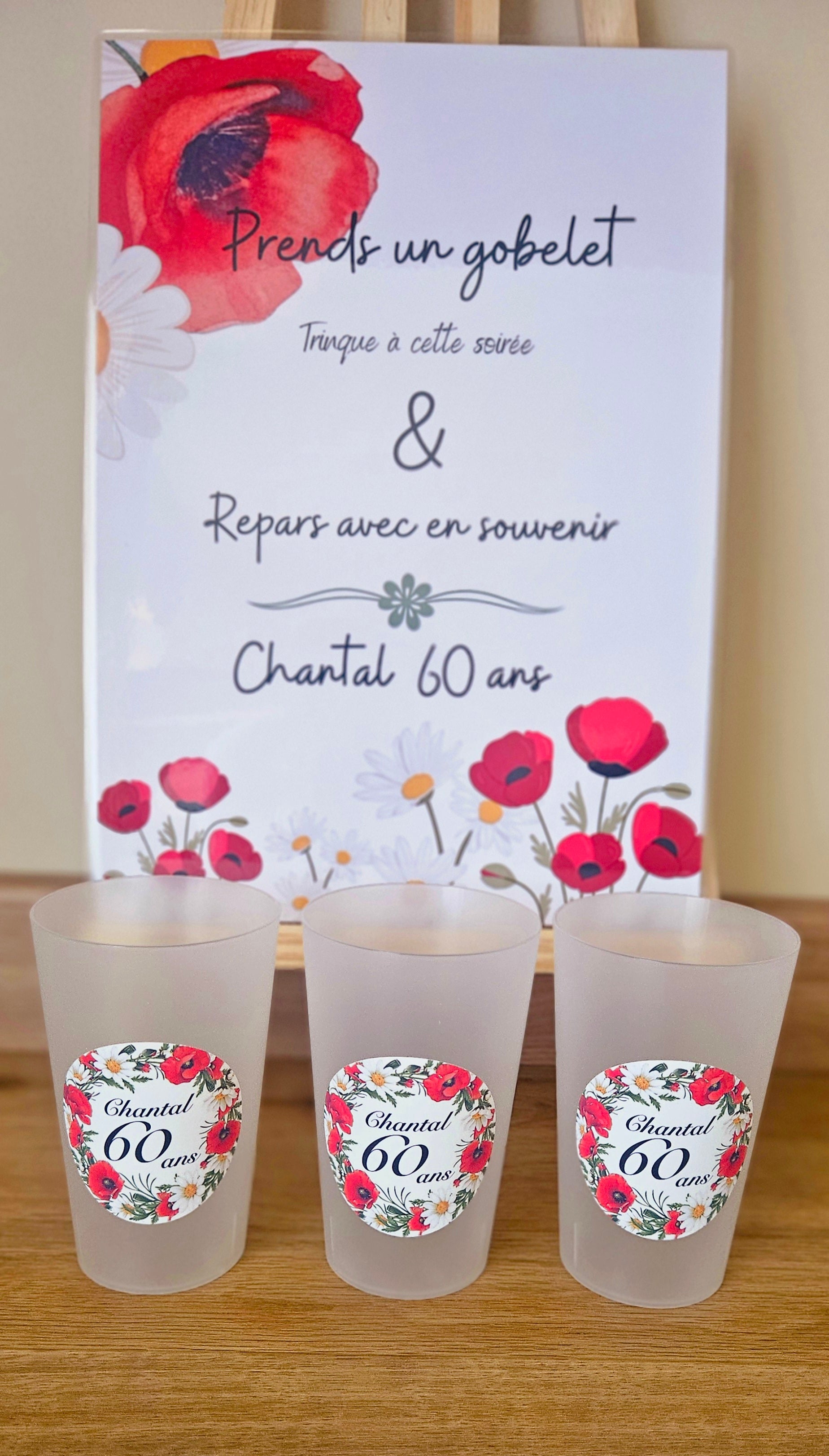 Gobelet anniversaire – Couronne de fleurs champêtres 🌺🌼