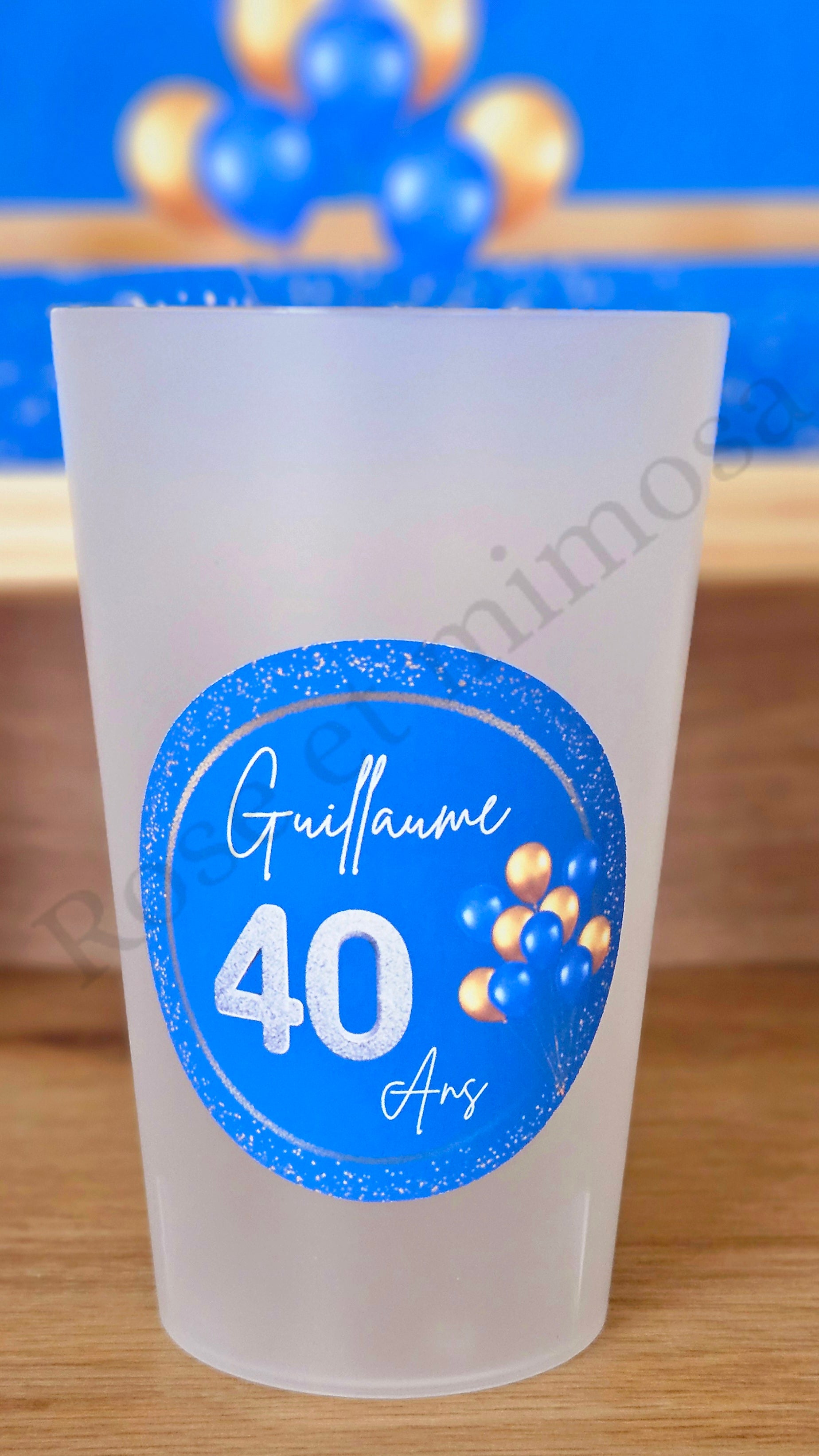 Gobelet anniversaire – Bleu royal & doré 🎉💙