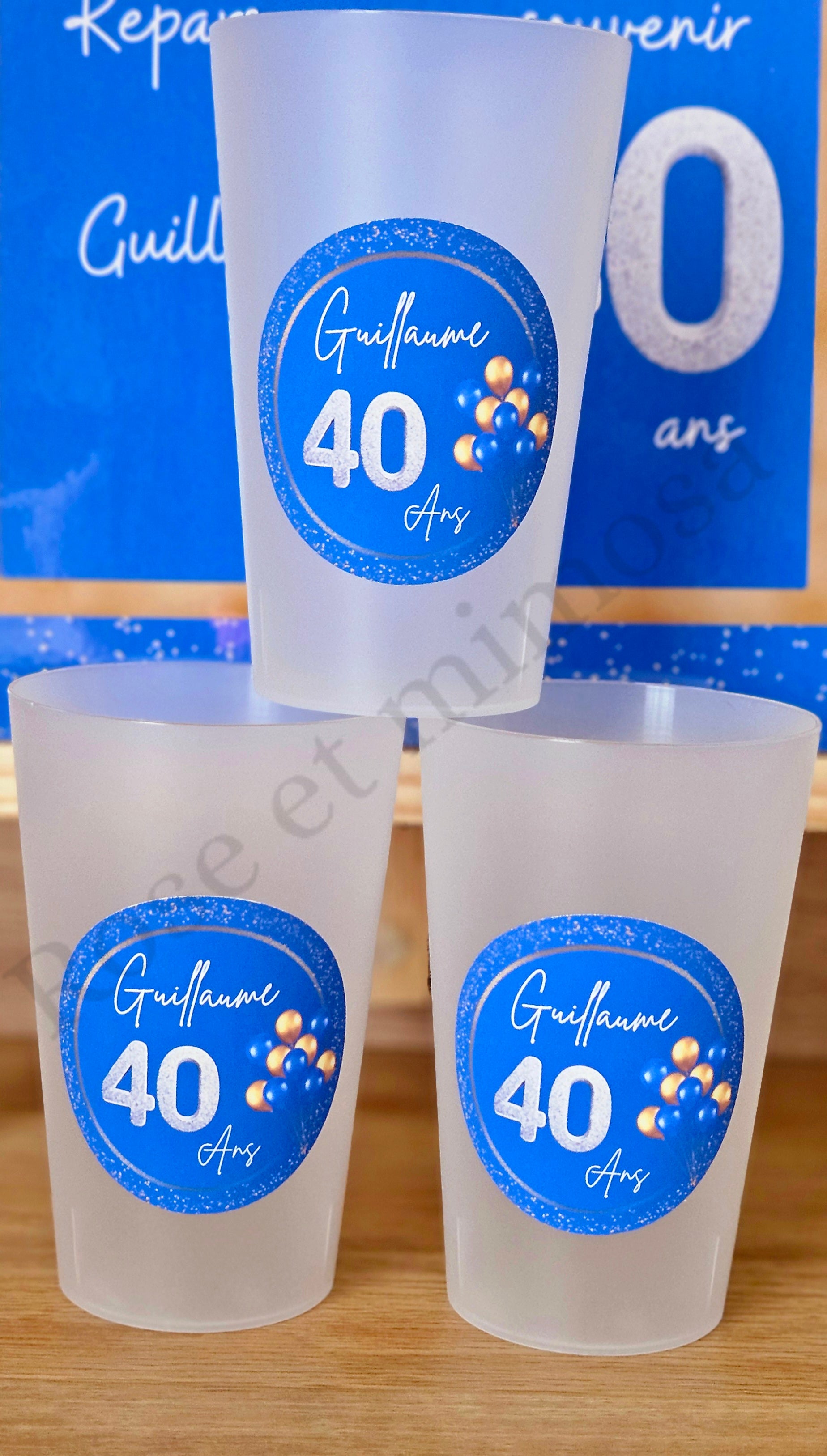 Gobelet anniversaire – Bleu royal & doré 🎉💙