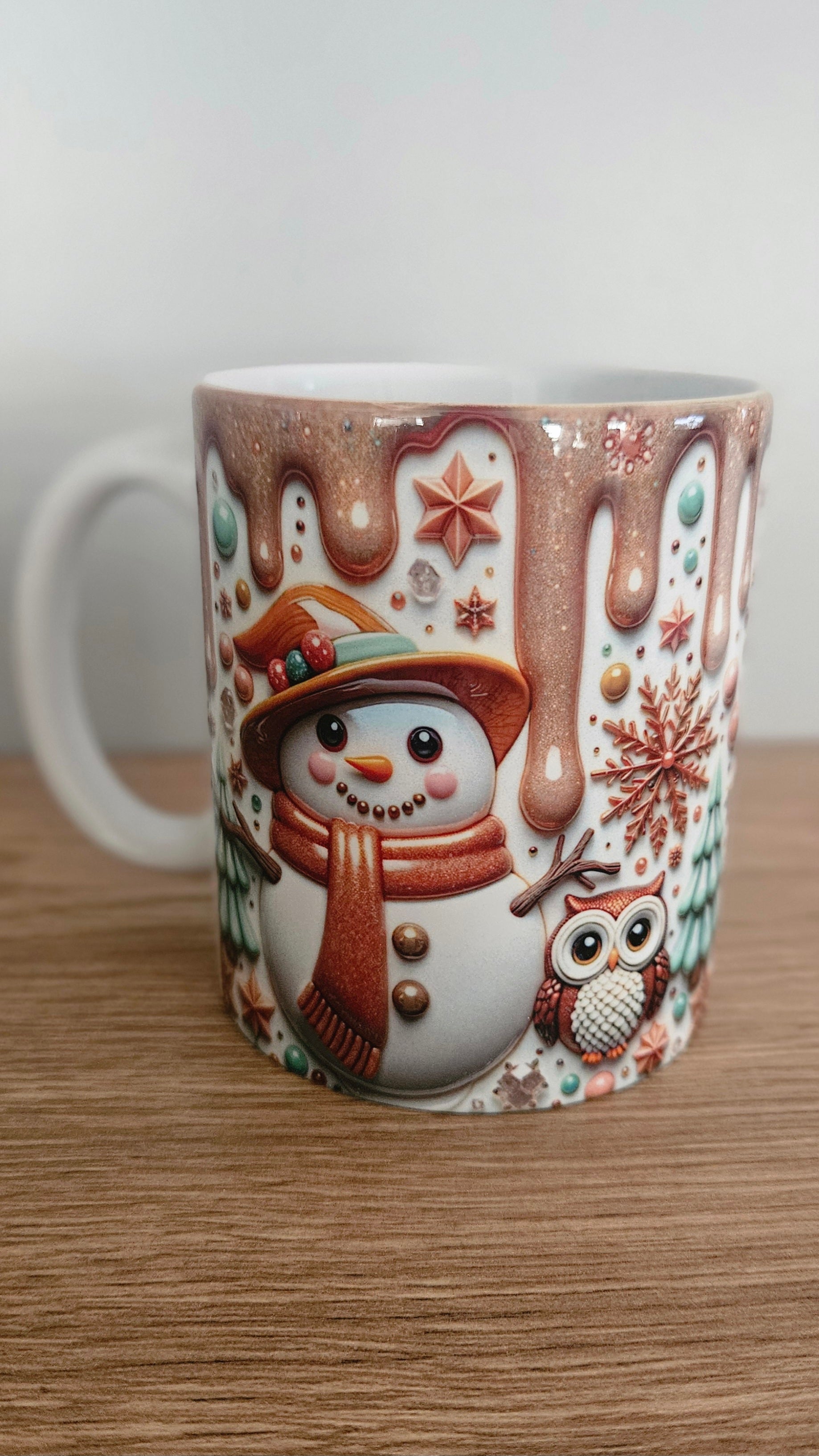 ☃️ Mug “Bonhomme de Neige & Chouette” (Effet 3D) ❄️