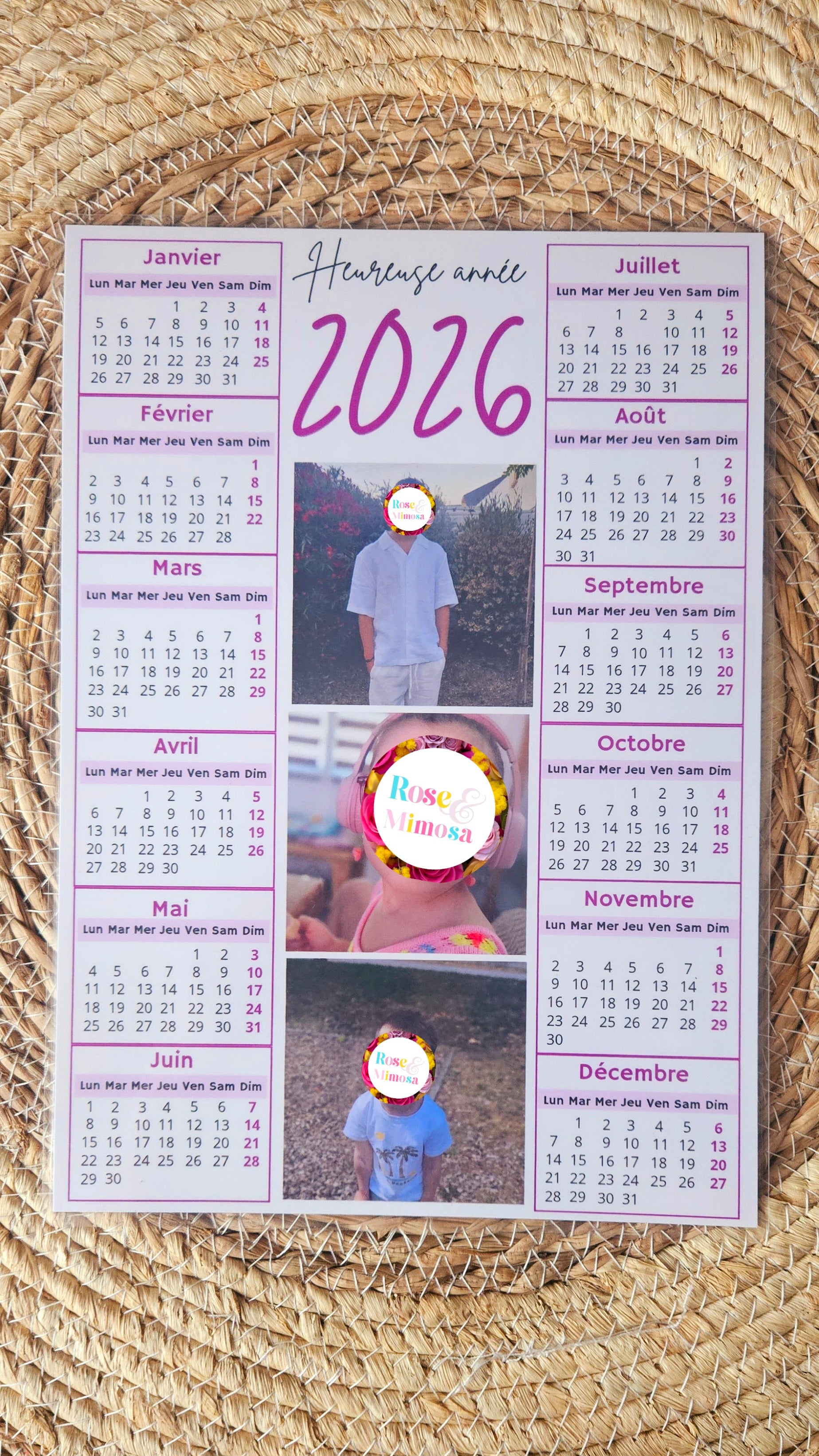 ✨️ Calendrier Photo 2026 – Design Rose Doux