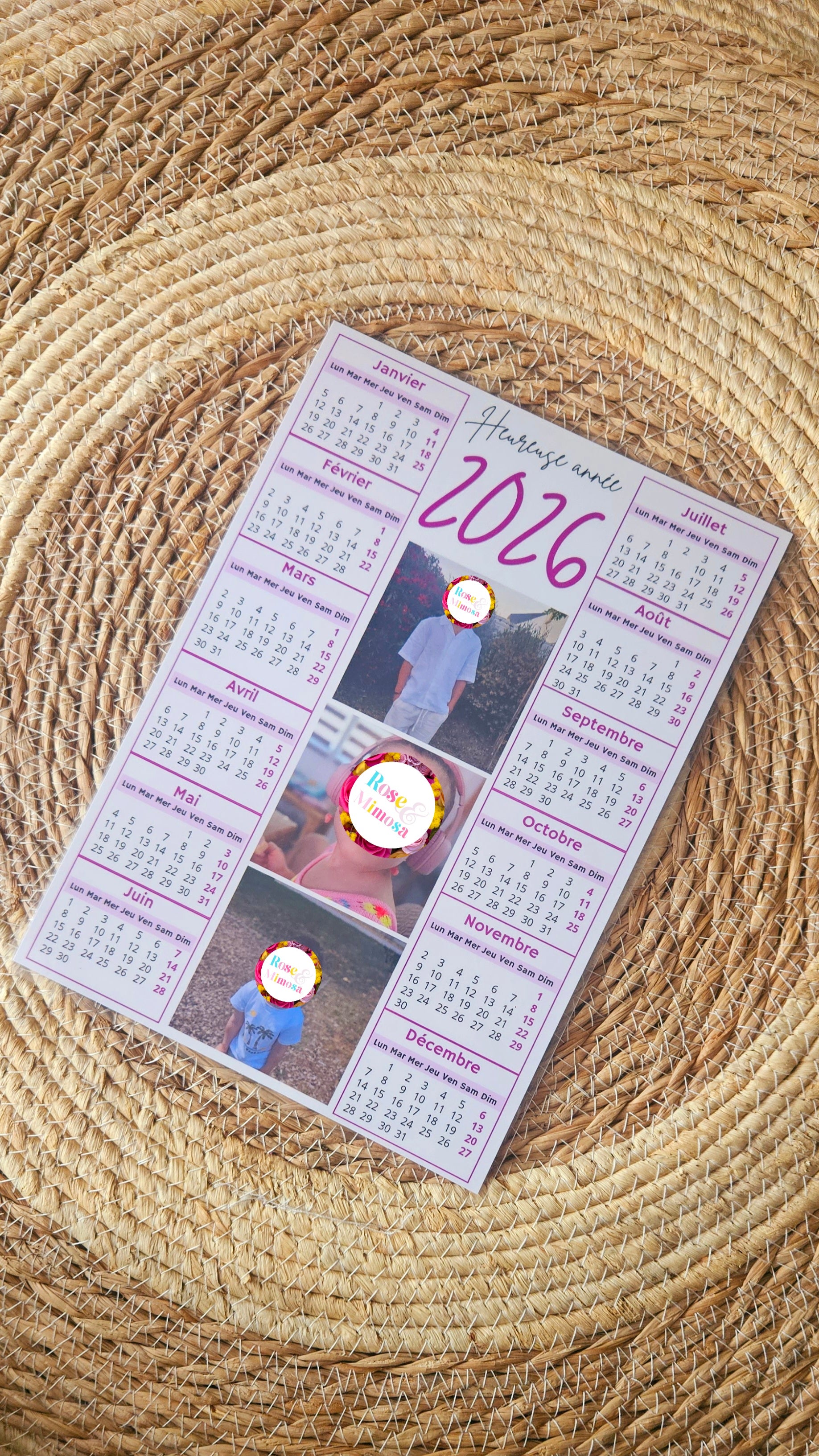 ✨️ Calendrier Photo 2026 – Design Rose Doux