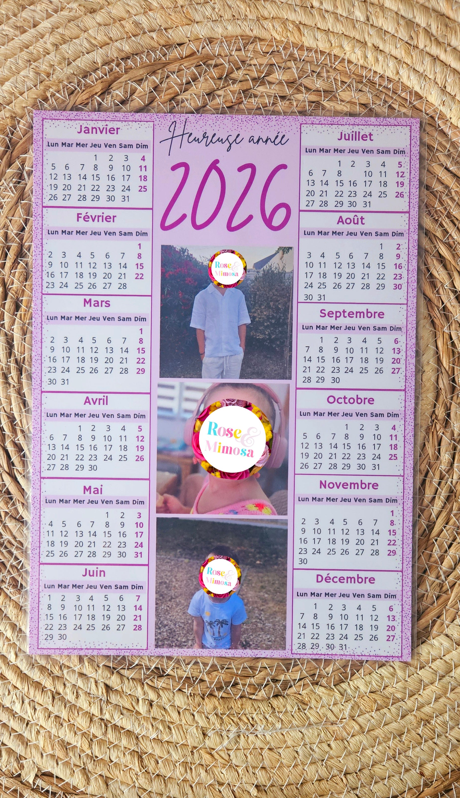 Calendrier 2026 – Édition Rose Élégante scintillant