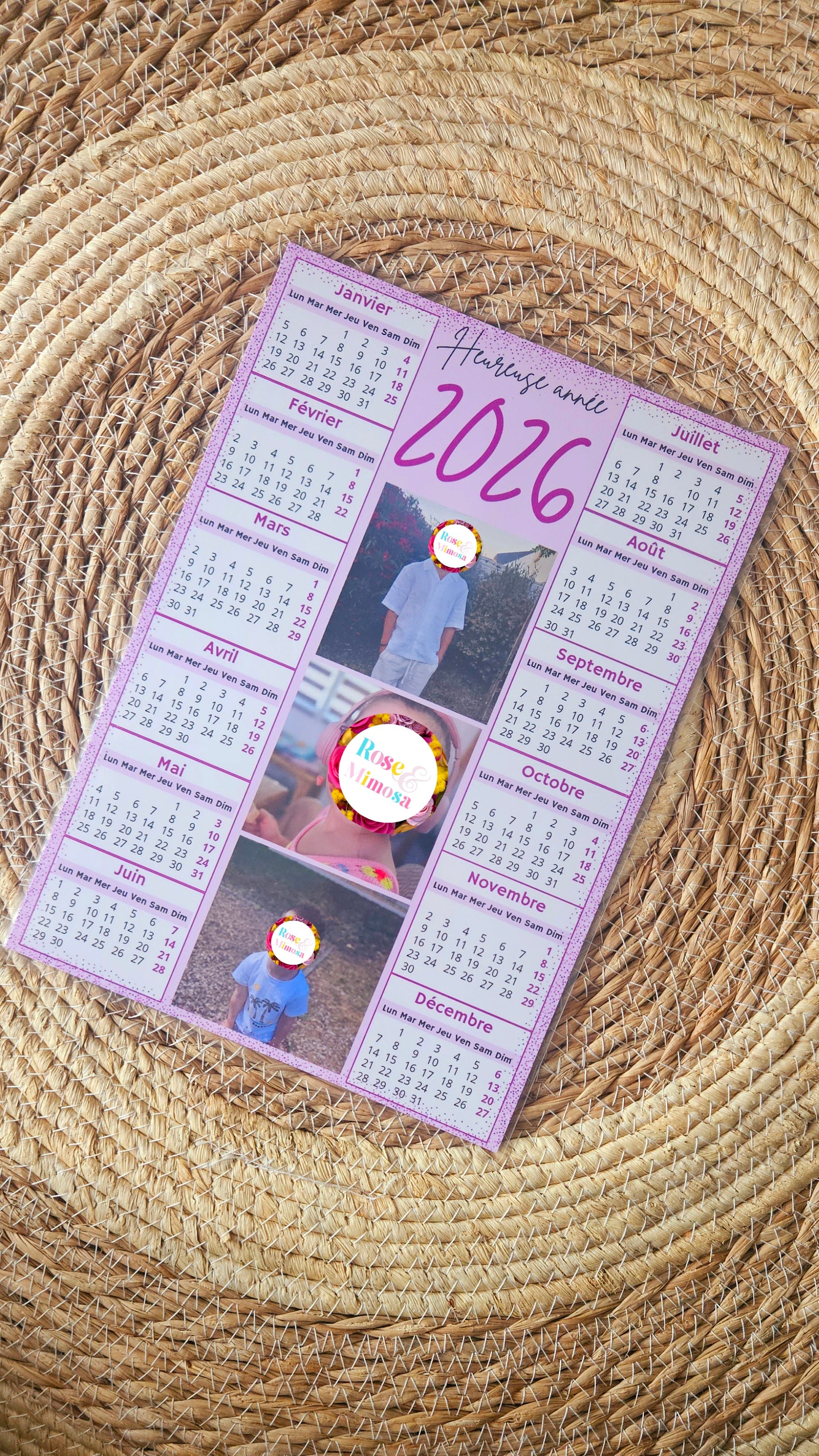 Calendrier 2026 – Édition Rose Élégante scintillant