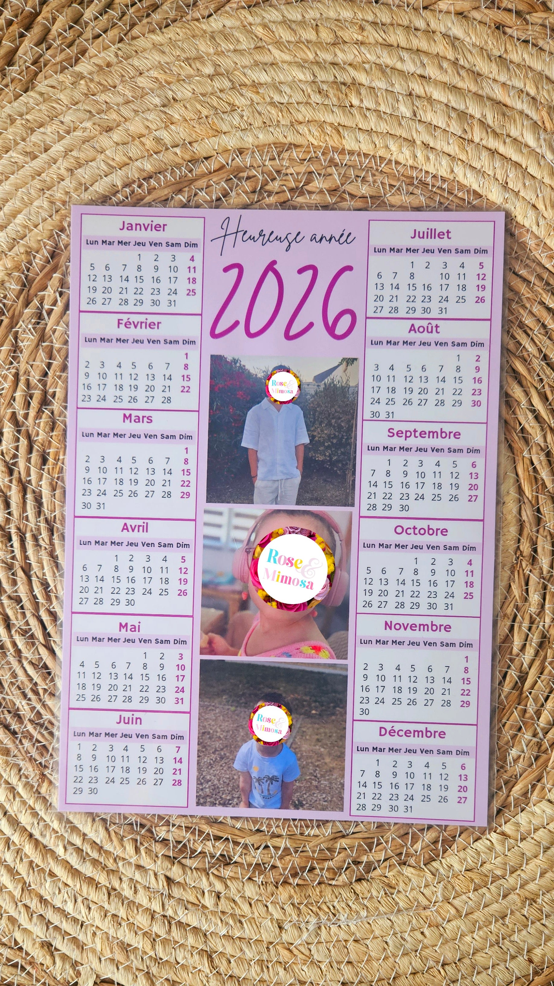 Calendrier 2026 – Édition Rose Élégante