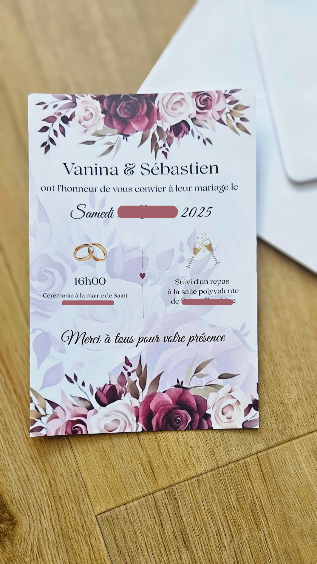💌 Faire-part de mariage floral romantique