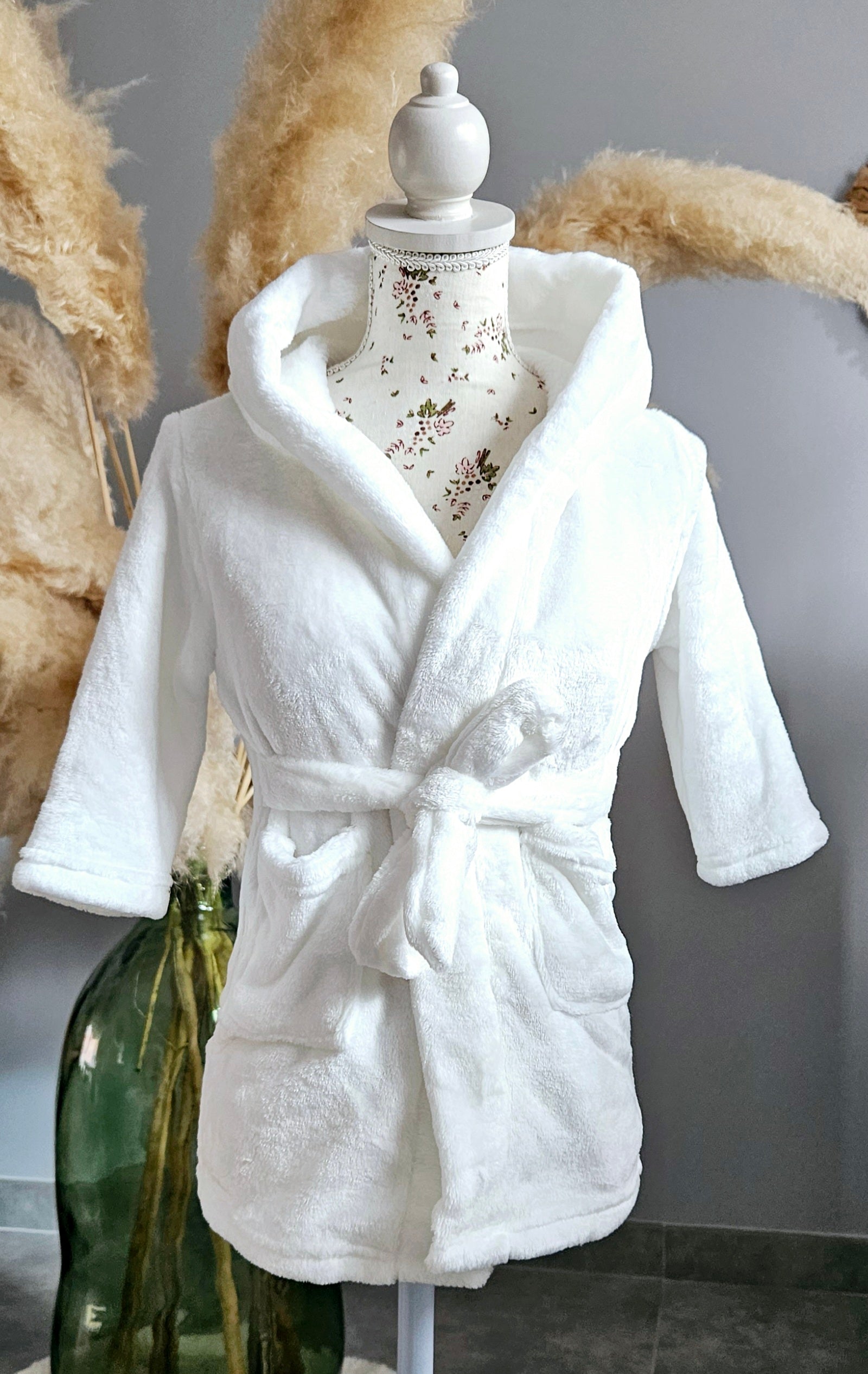 Peignoir polaire blanc enfant