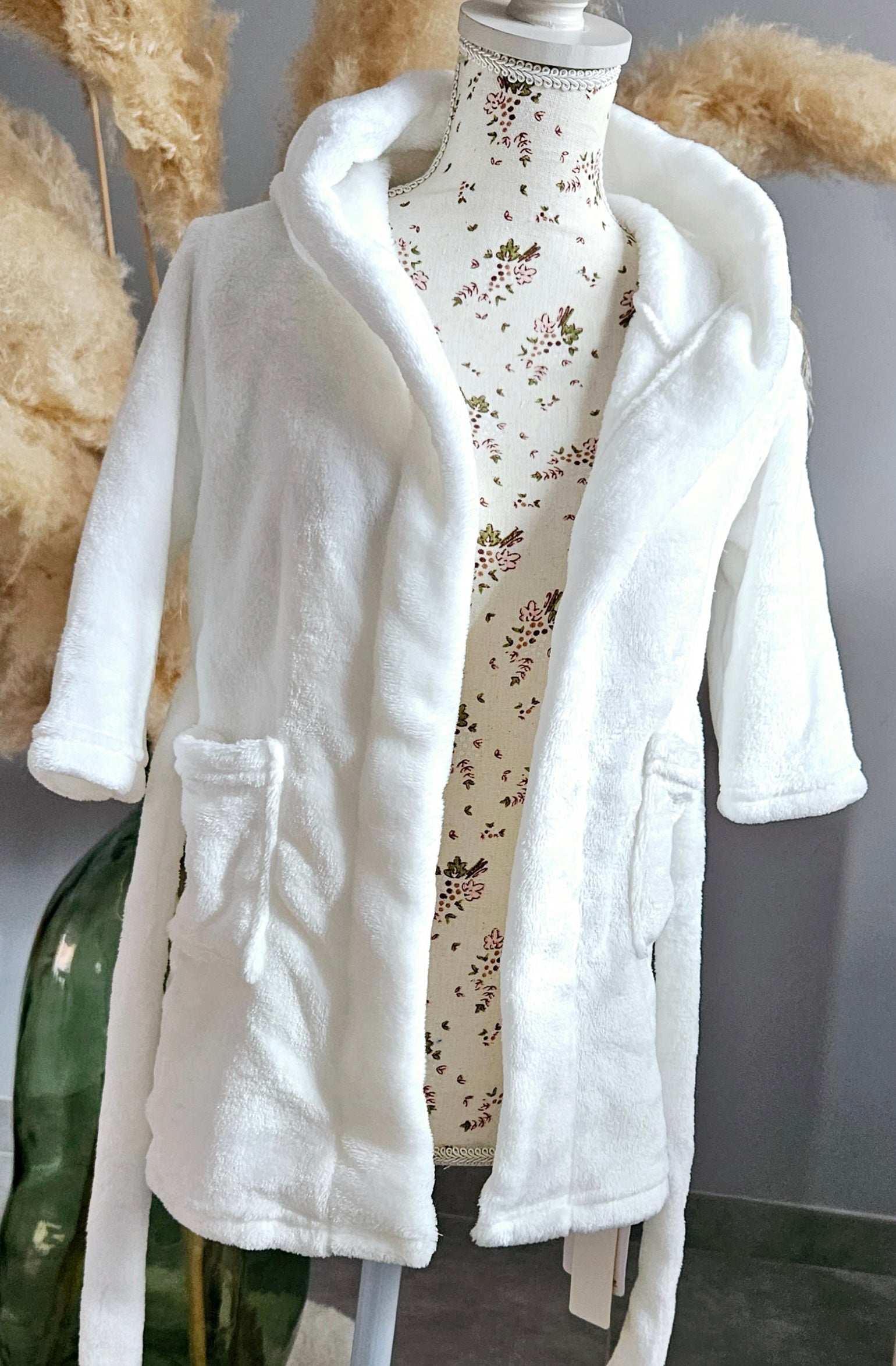 Peignoir polaire blanc enfant